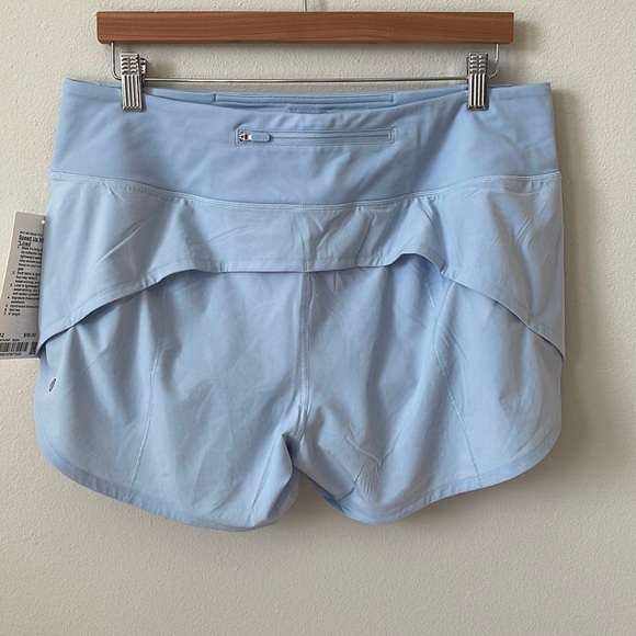 NWT Lululemon Blue Linen Mid Rise Lined Speed Up Short 4" Size 12 - Picture 2 of 10